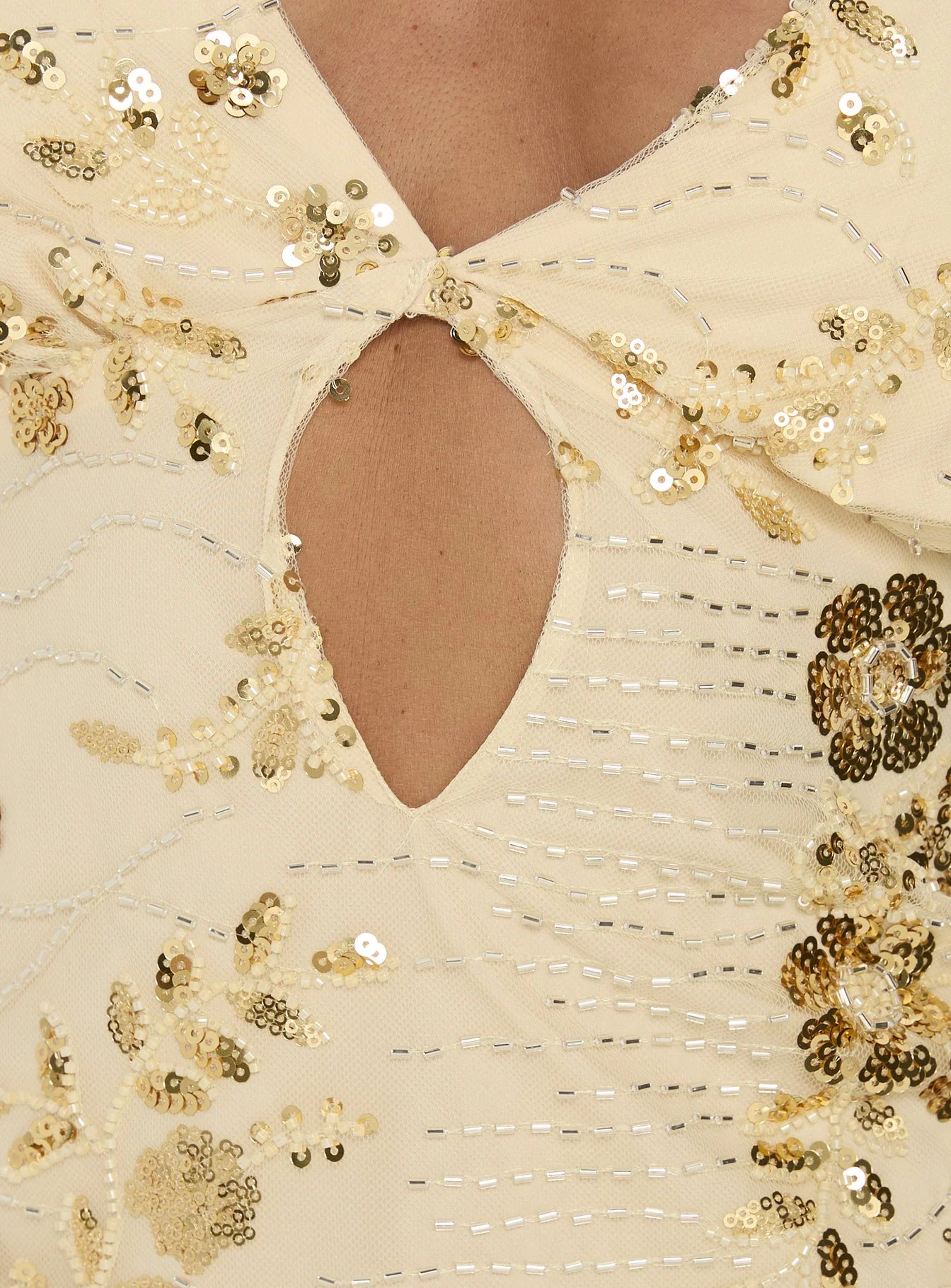 Eurydice Sequin Cross Back Detail Top Gold