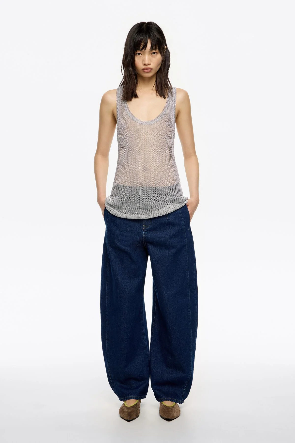 BARREL - Dark blue buckled denim jeans