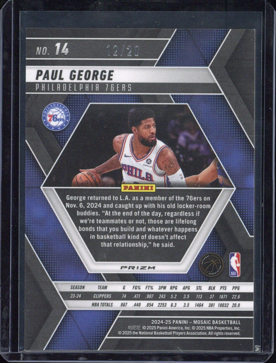 2024-25 Panini Mosaic Basketball Paul George Cherry Blossom /20 #14