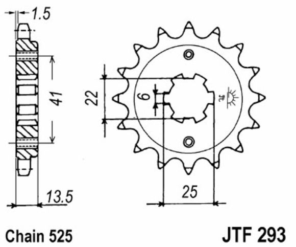 JT. Standard Steel Output Sprocket 293 - 525Ref: Jtc00346A / 1077334001