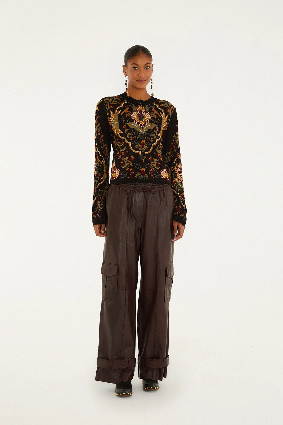 FARM Rio Burgundy Leather Pants