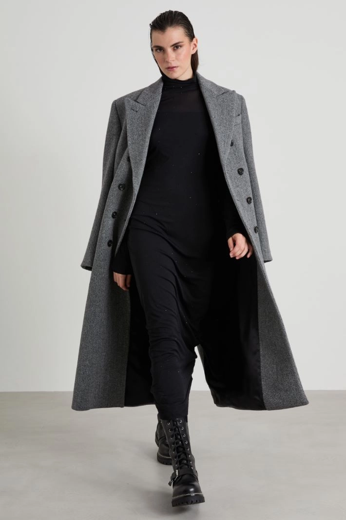 Jersey tulle dress - BLACK