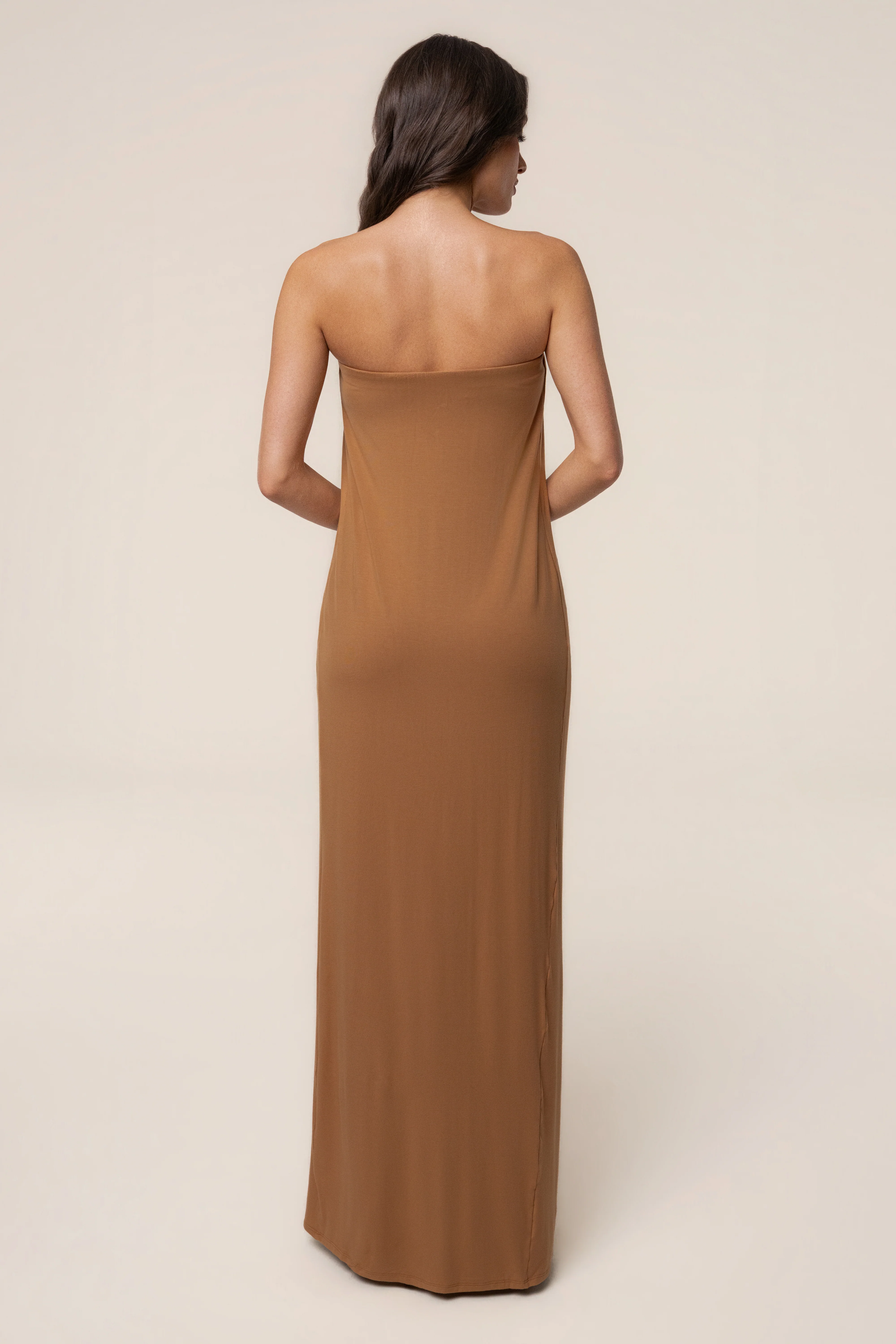 Tan Heatwave Strapless Maxi Dress