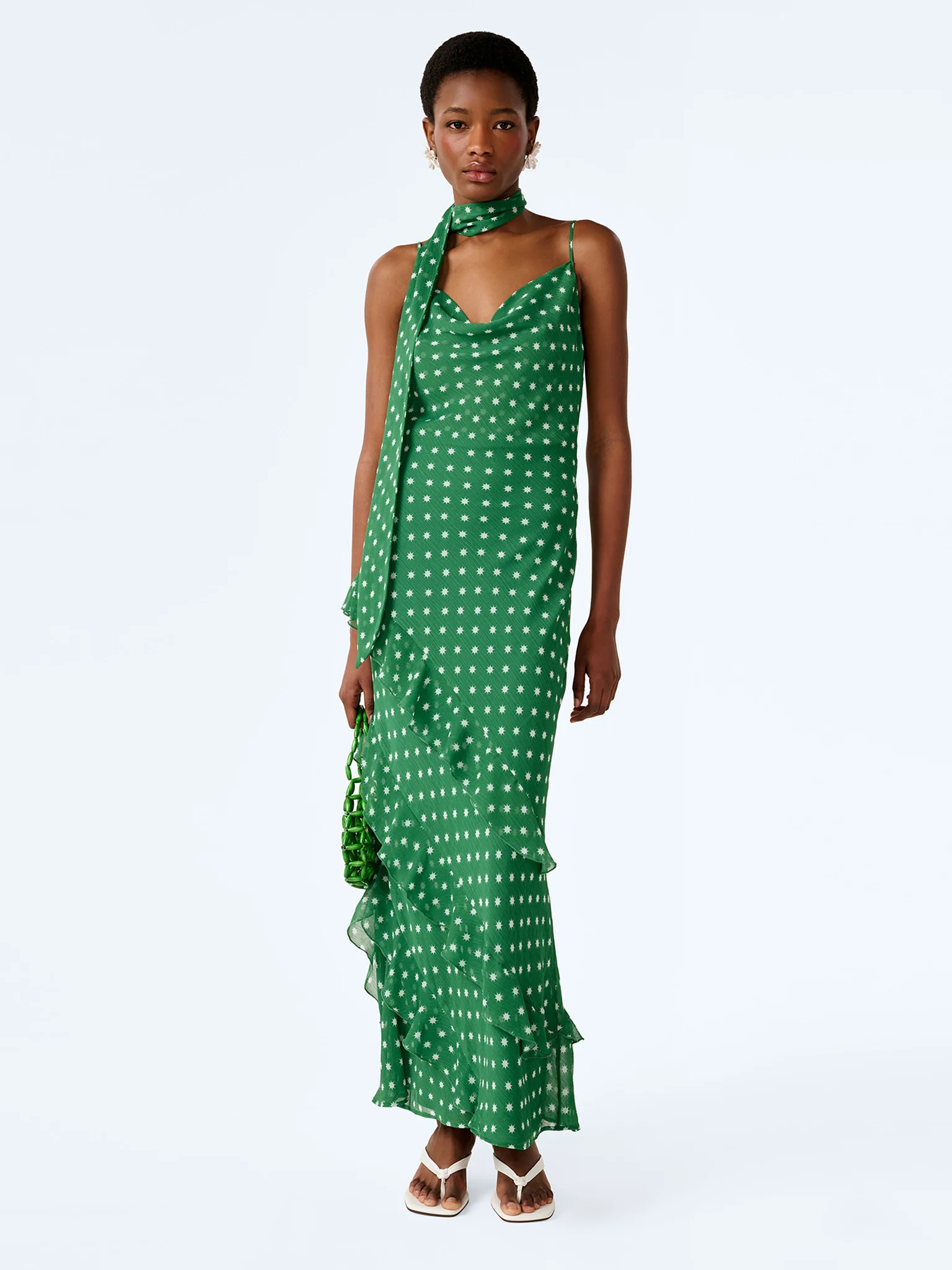Taylor Dress in Green Starburst Print