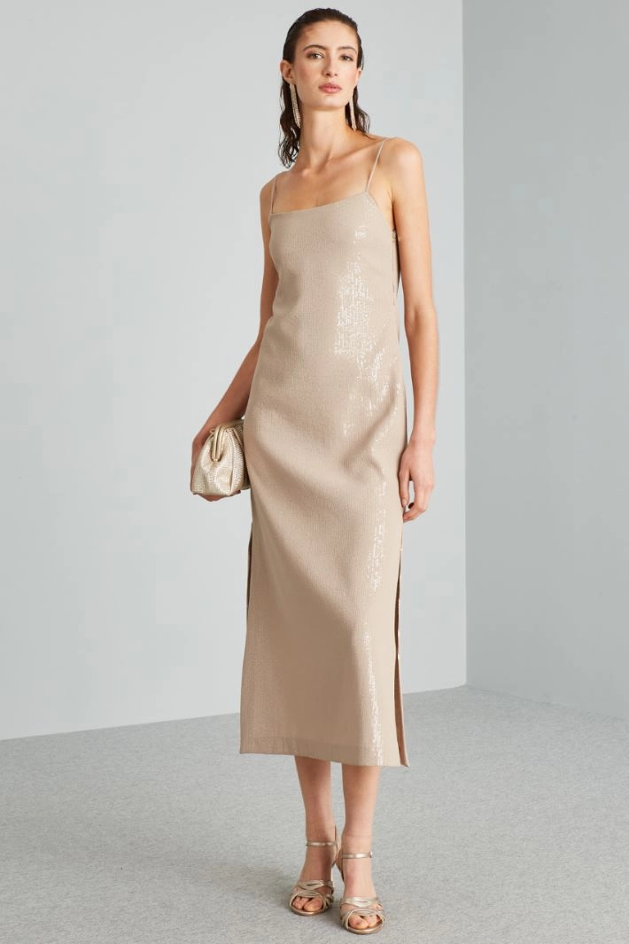 Long sequined dress - BEIGE
