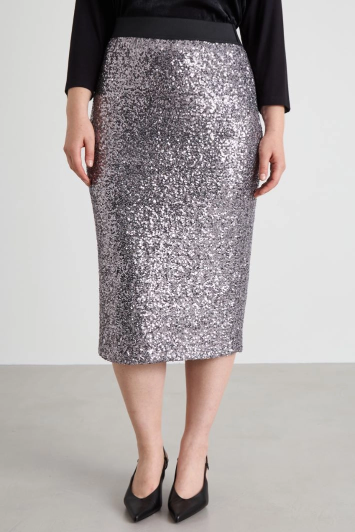 Sequinned pencil skirt - SILVER