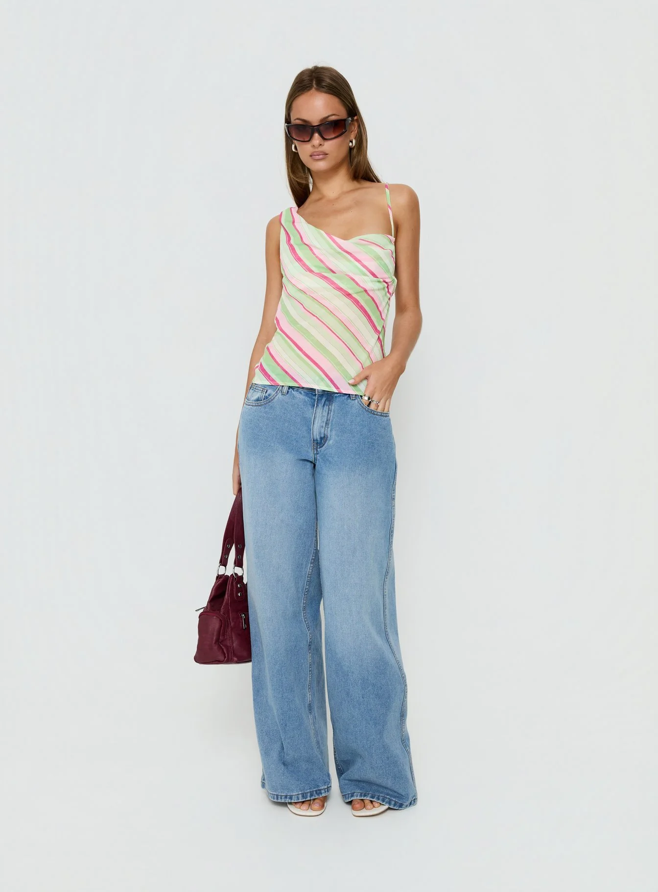 Winding Roads Layered Asymmetrical Top Multi Stripe