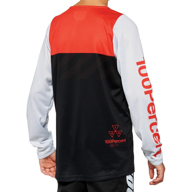 100% R-Core Long Sleeve Jersey Youth - black/racer red