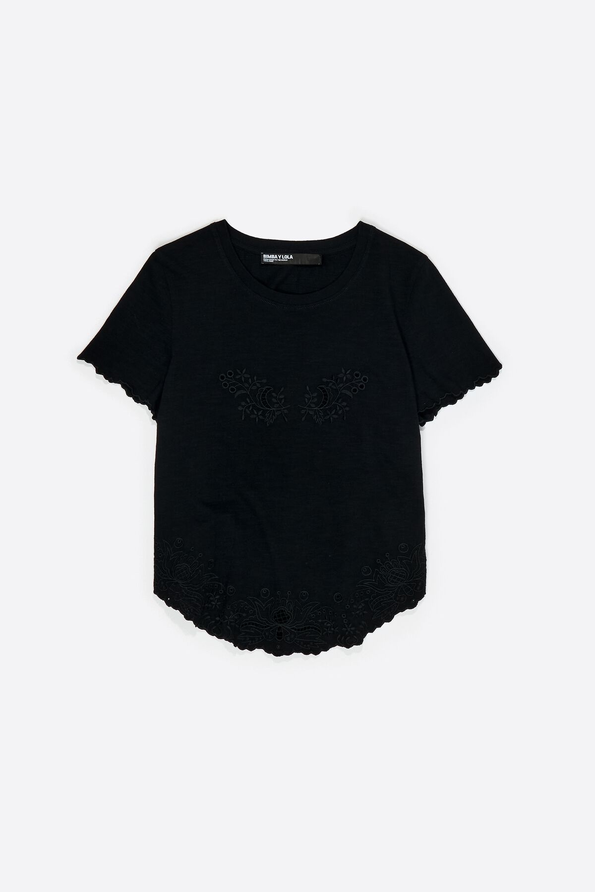 Black embroidered T-shirt