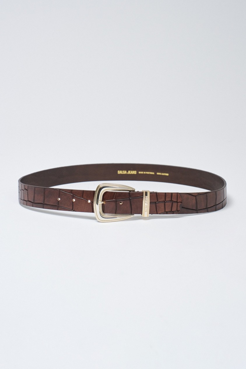 LEATHER BELT CROCODILE EFFECT