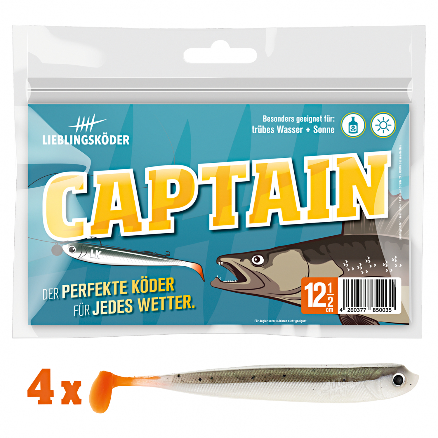 Lieblingsköder Shad Zander Bait (12.5 cm, Captain)