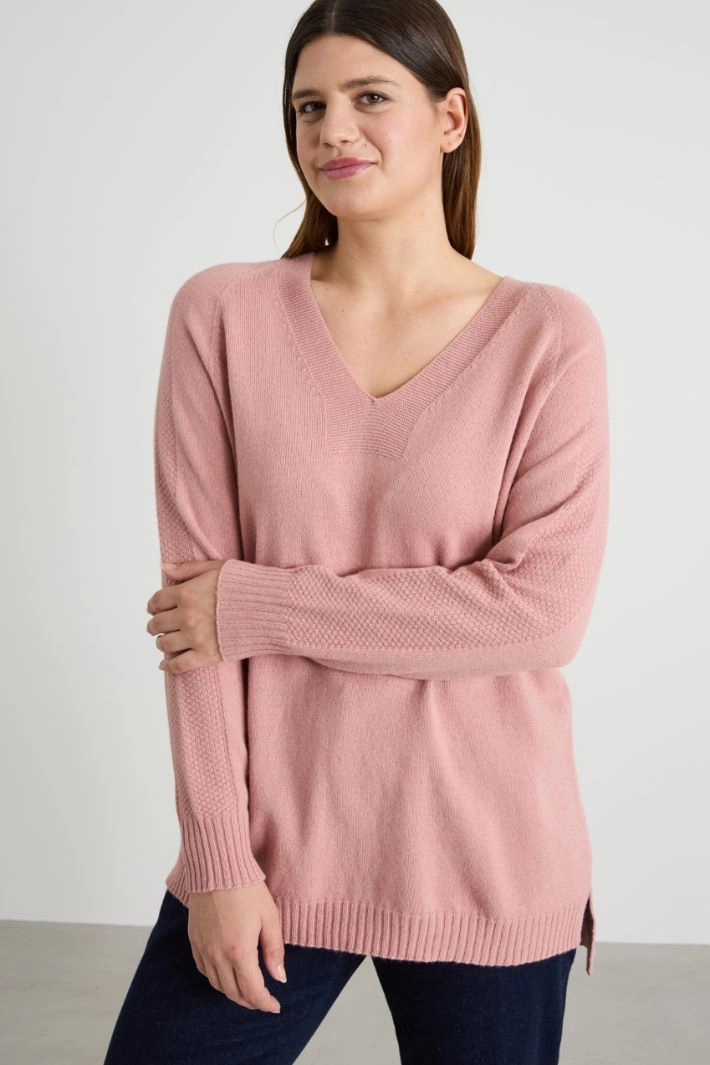 Wool and viscose sweater - LIGHT PINK