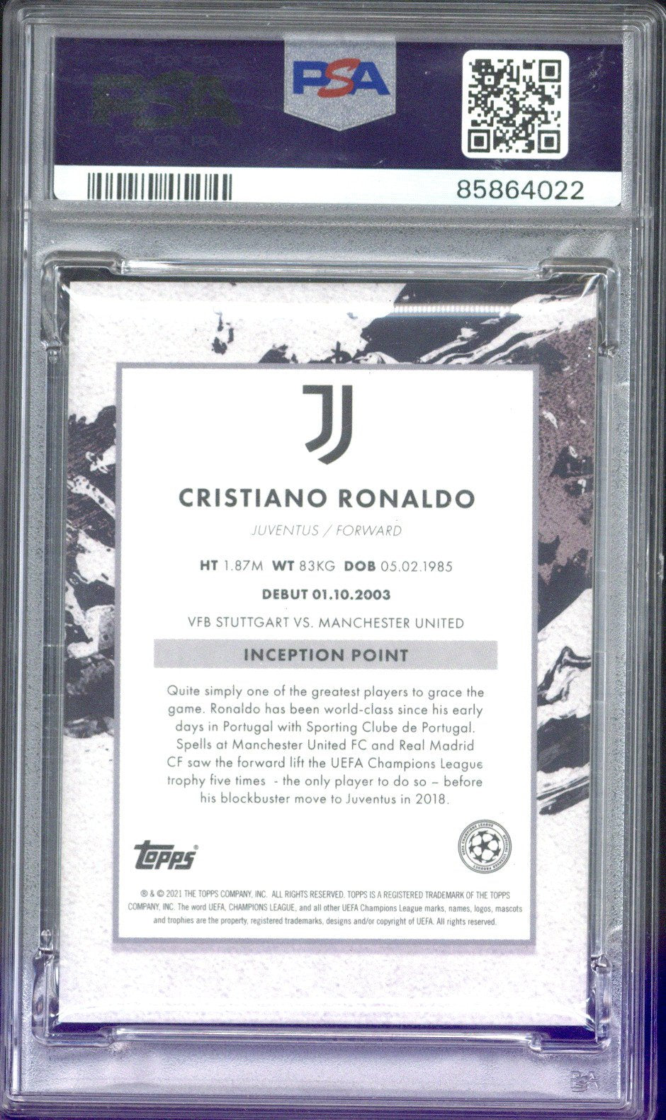 2020 Topps Inception UCL Cristiano Ronaldo Magnificent 7 PSA 10