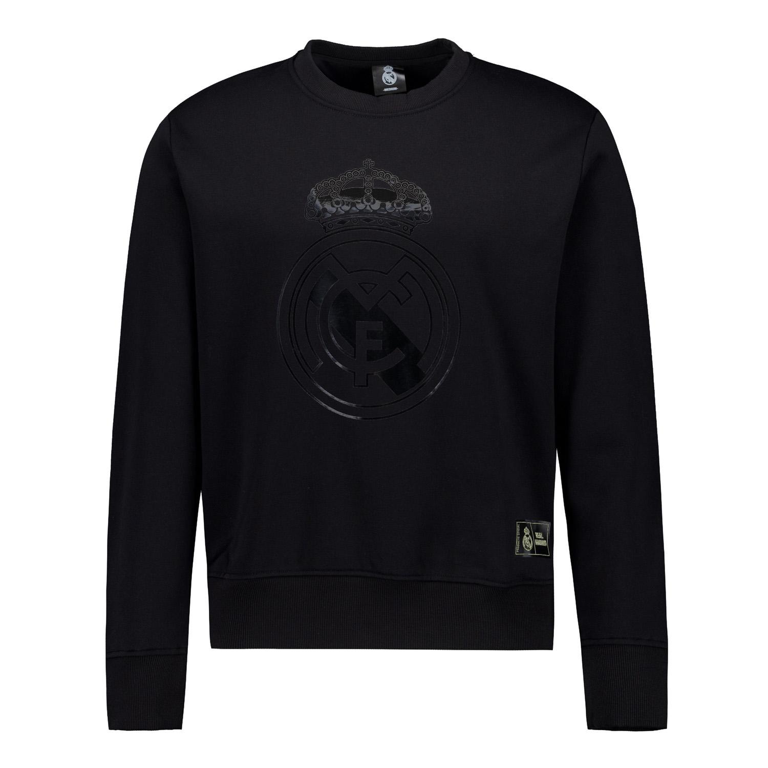 Mens Blackout Sweatshirt Crest Black Real Madrid