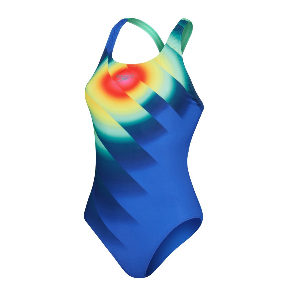 Speedo Placement Digital Powerback Swimsuit Women - true cobalt/harlequin green