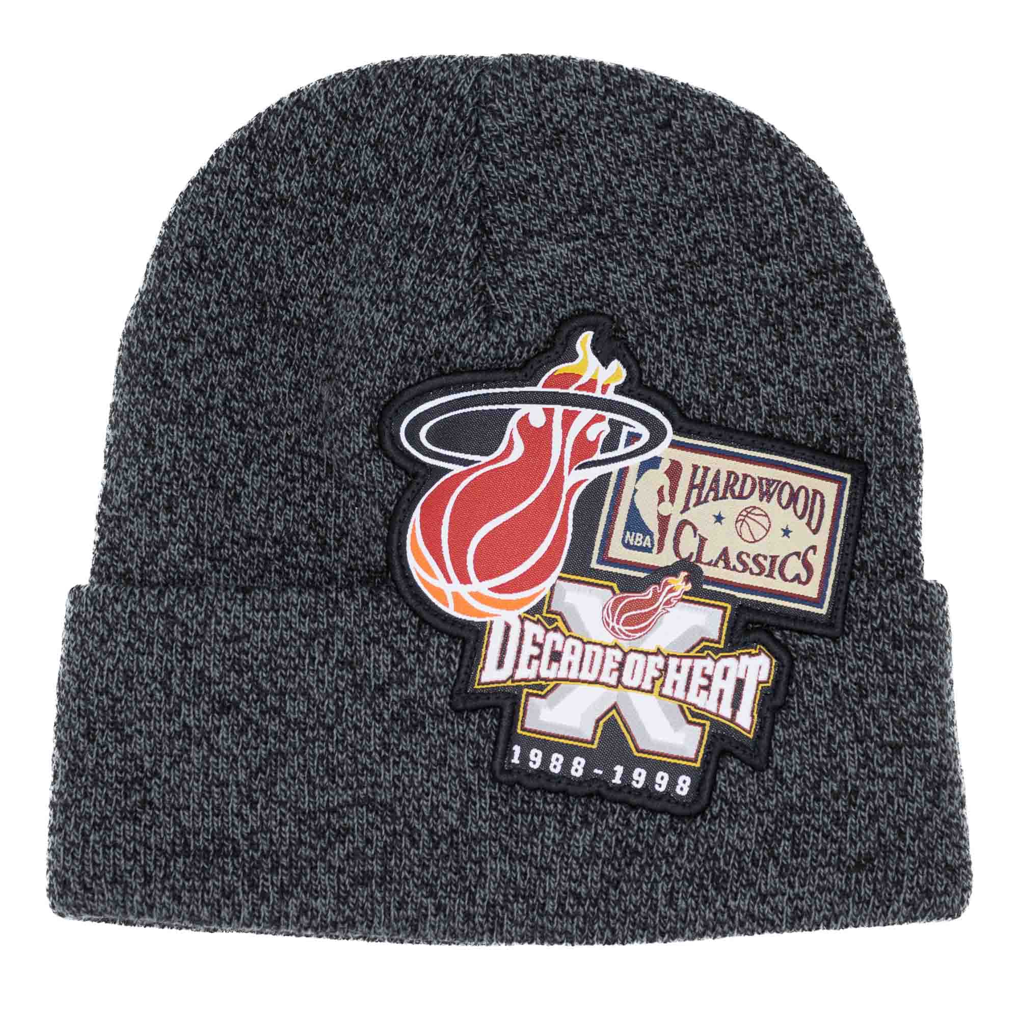 Miami Heat XL Logo Patch Mitchell & Ness NBA Beanie Knit