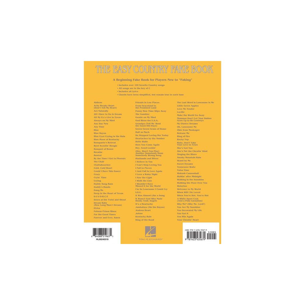Hal Leonard The Easy Country Fake Book – Thomann Ireland