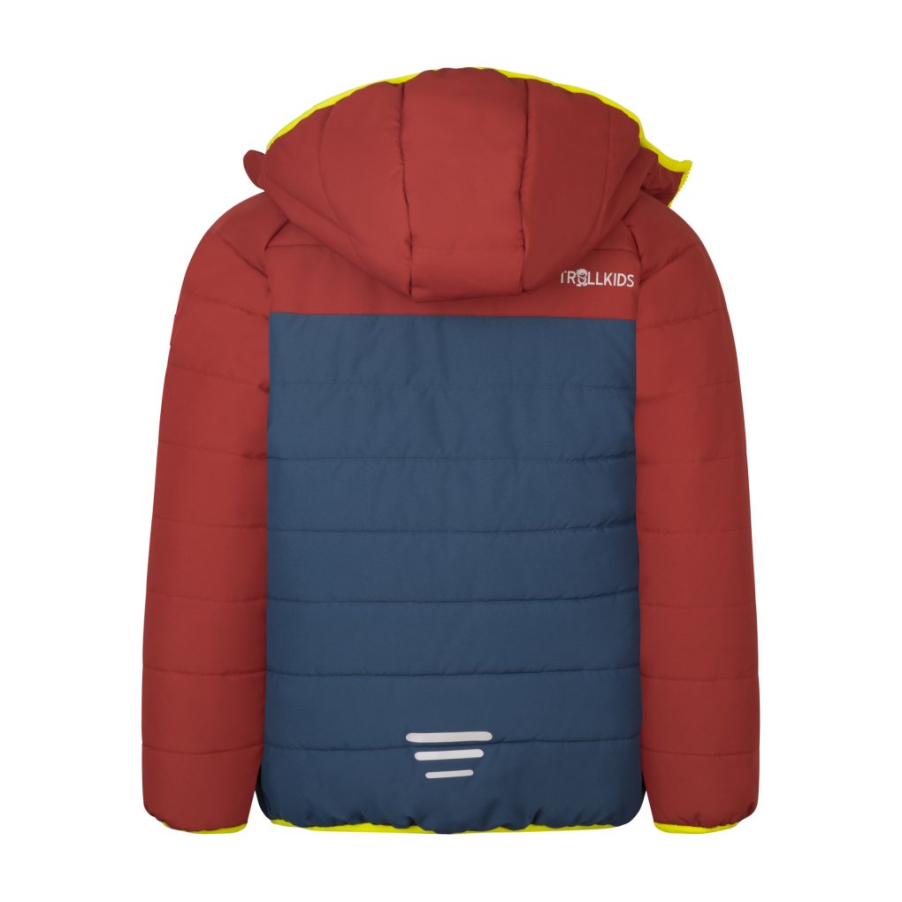 Trollkids Hafjell PRO Snow Jacket Kids - Carmin Red/Mystic Blue/Glow Green