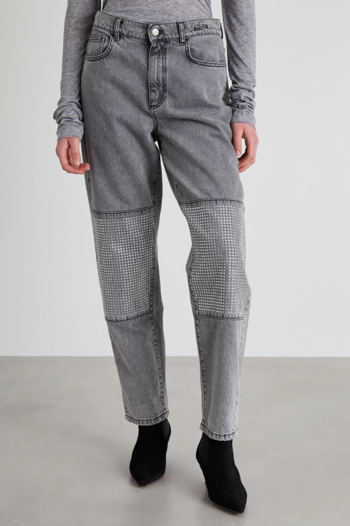 Rhinestone jeans - GREY