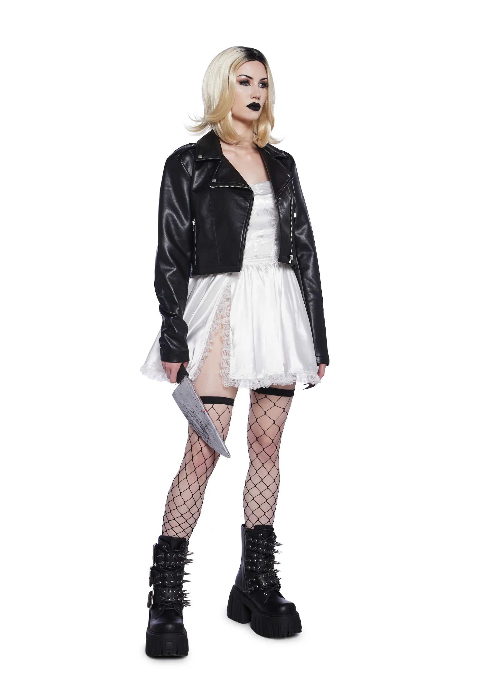 Evil Doll Bride Costume And Wig Set
