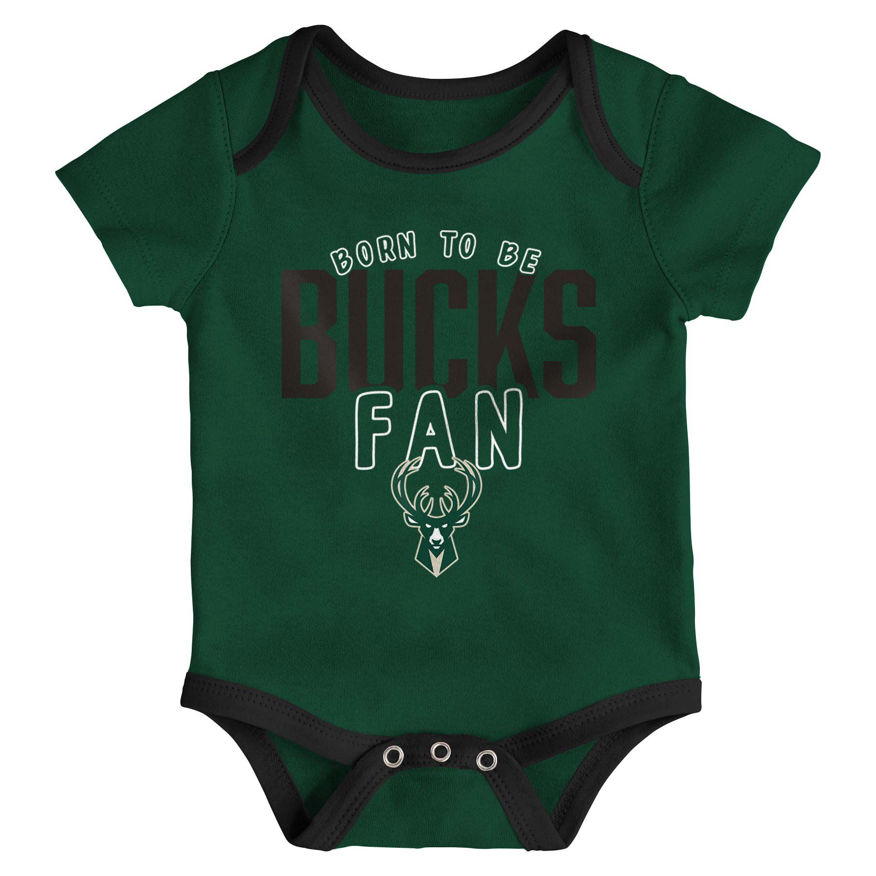 Milwaukee Bucks Game Time NBA Baby Bodysuit Set (3-Piece)