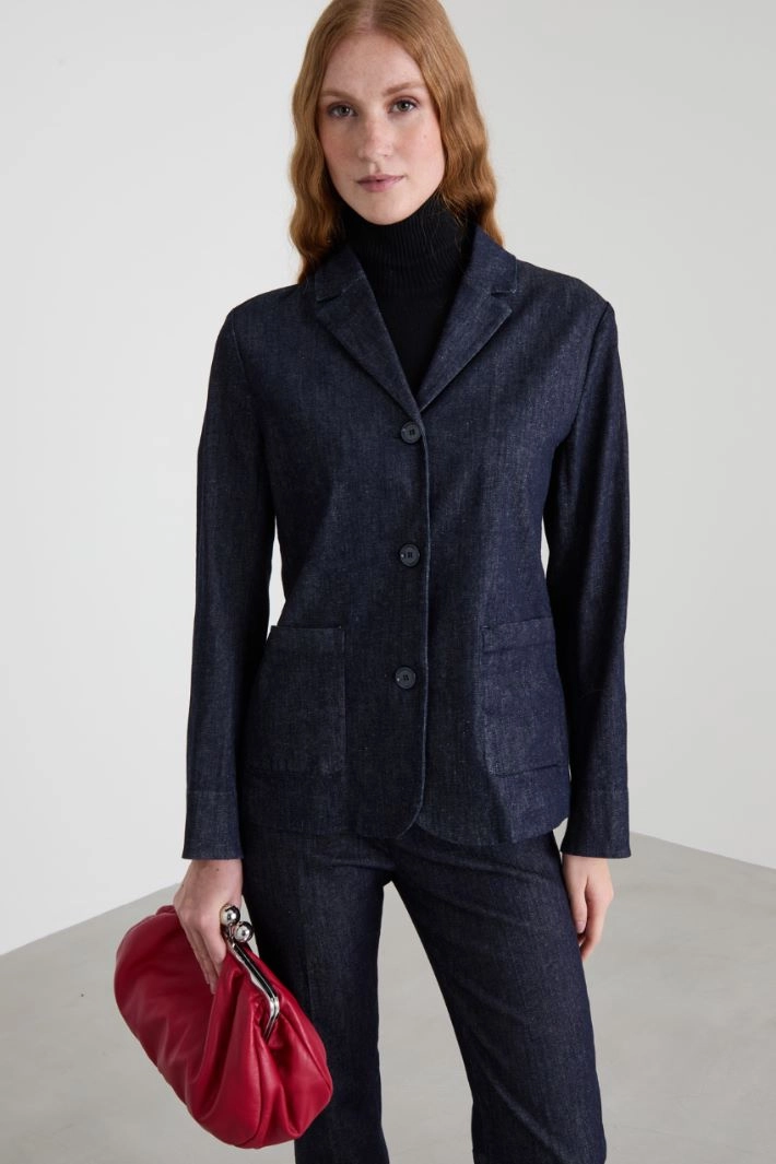 Straight denim blazer - DARK BLUE
