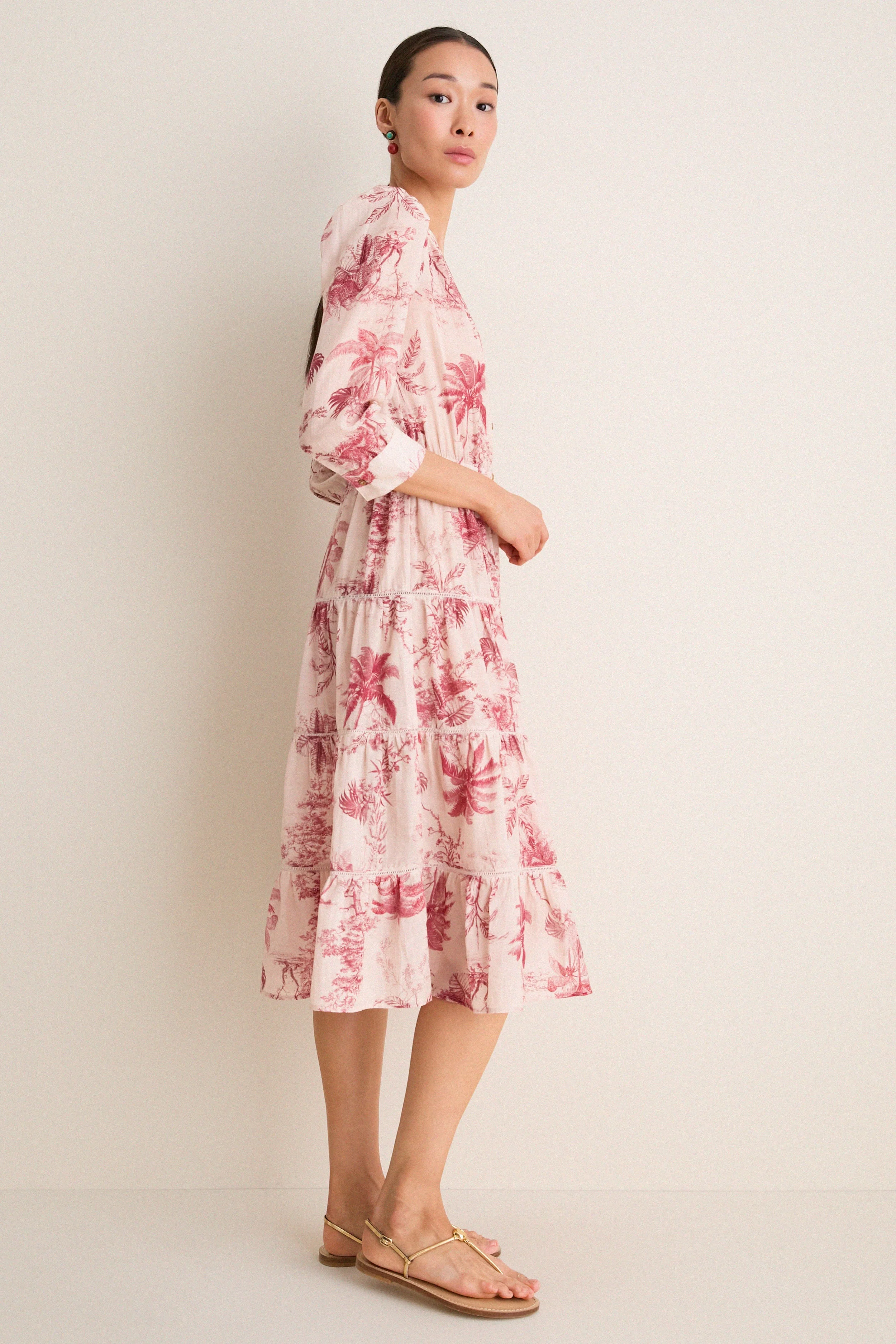 Tan Multi Textured Jungle Toile Serafine Dress