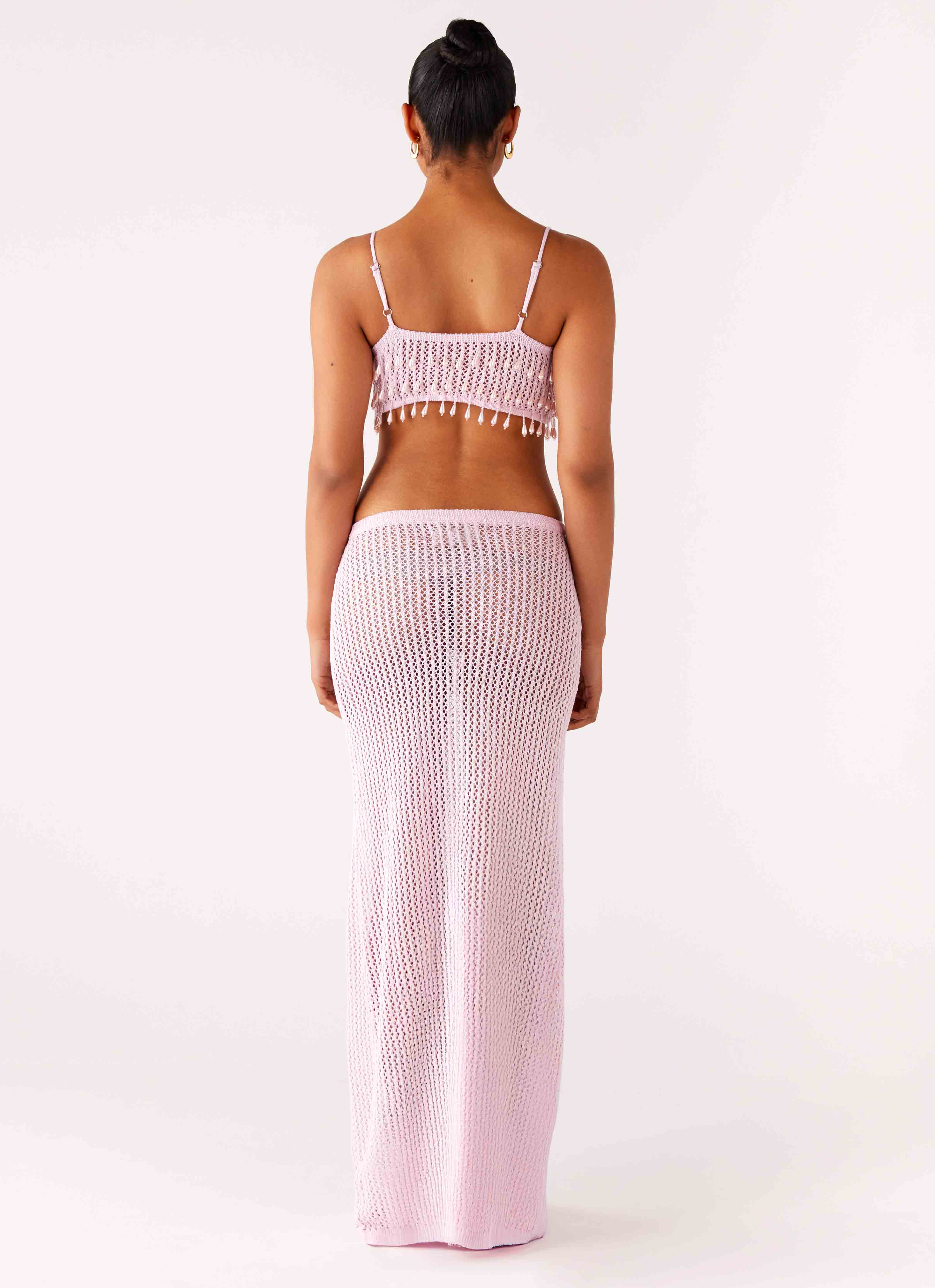 Shellbound Crochet Maxi Dress - Pink
