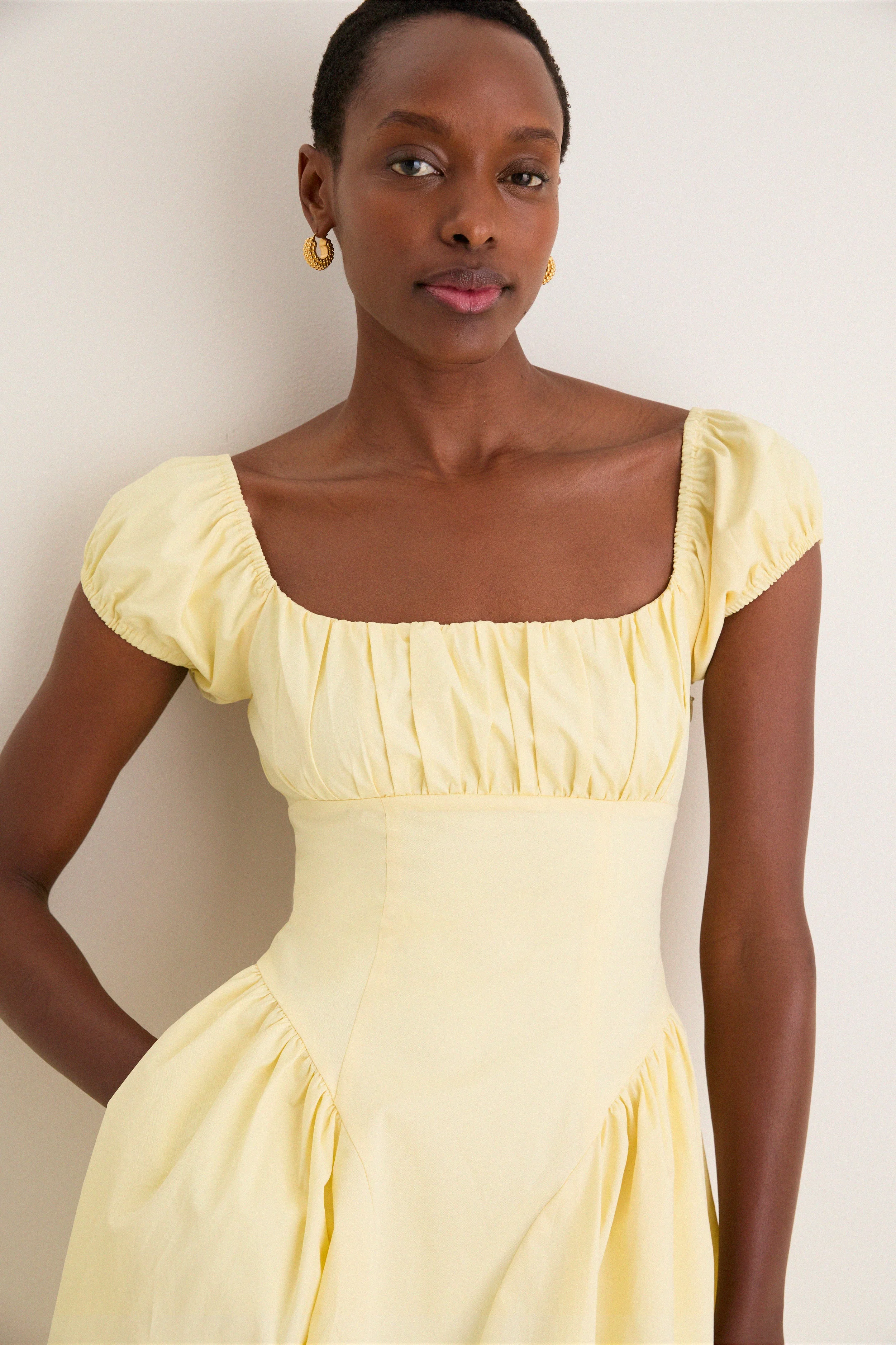 Yellow Adilene Midi Dress