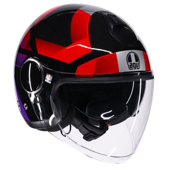 Casque jet AGV ETERES - CAMOGLI - Noir / RougeRef : AG1158