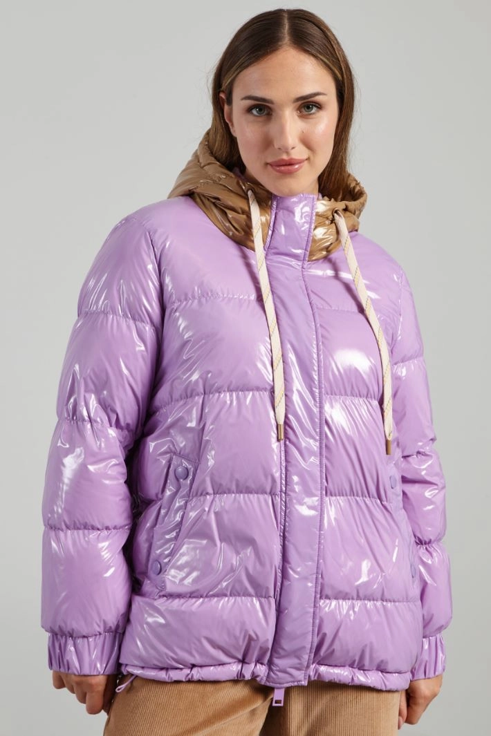 Shiny down jacket - LILAC BEIGE