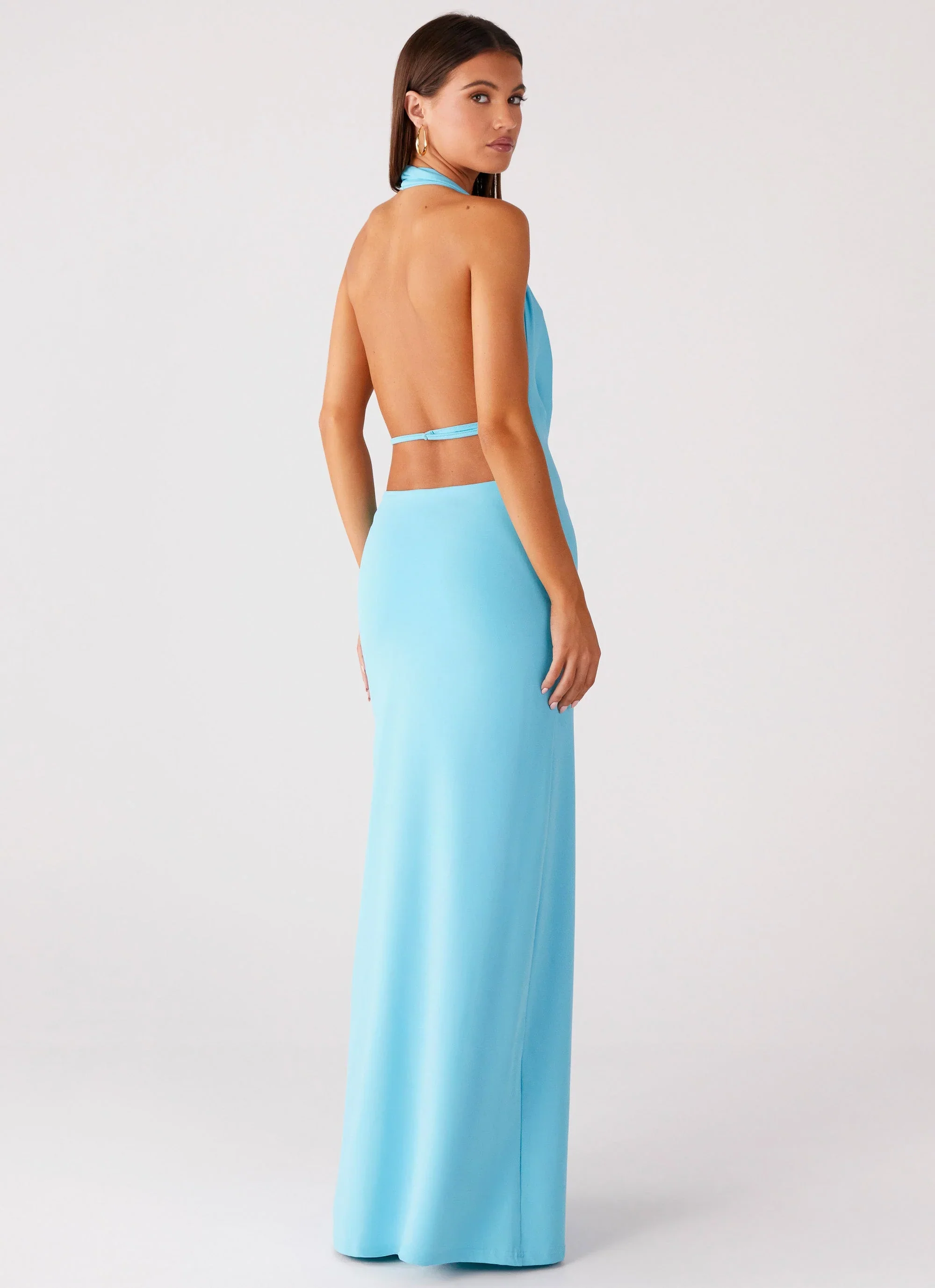 Driftwood Cowl Maxi Dress - Turquoise