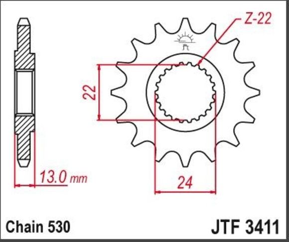 JT. standard steel 3411 - 530Ref: JTC01798A / 1077363001
