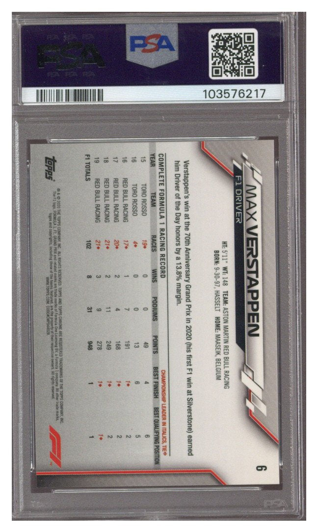 2020 Topps Chrome F1 Max Verstappen #6 PSA 10