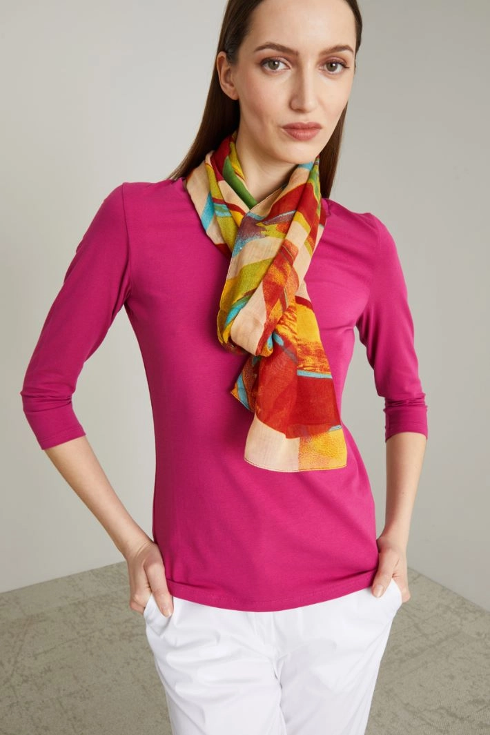 Patterned stole - MUSTARD RED