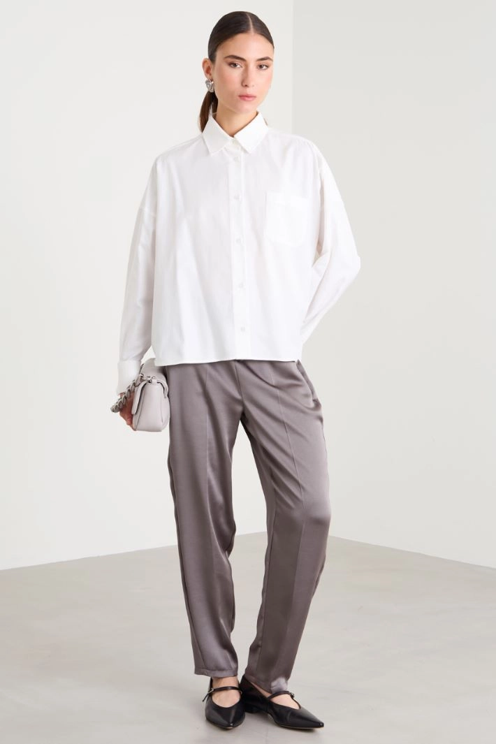 Boxy poplin shirt - WHITE