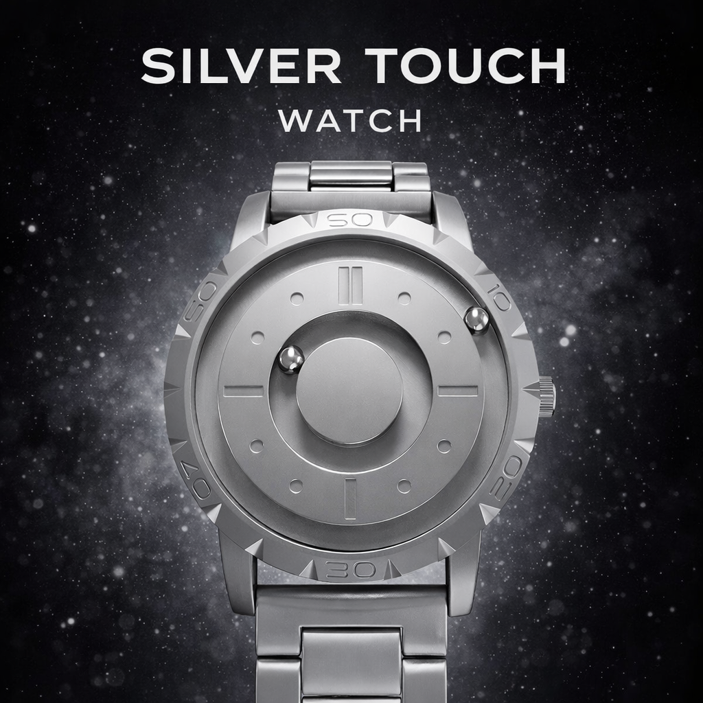 Rareststore Komet Silver Magnetic Orbital Watch – Stainless Steel Minimalist Timepiece