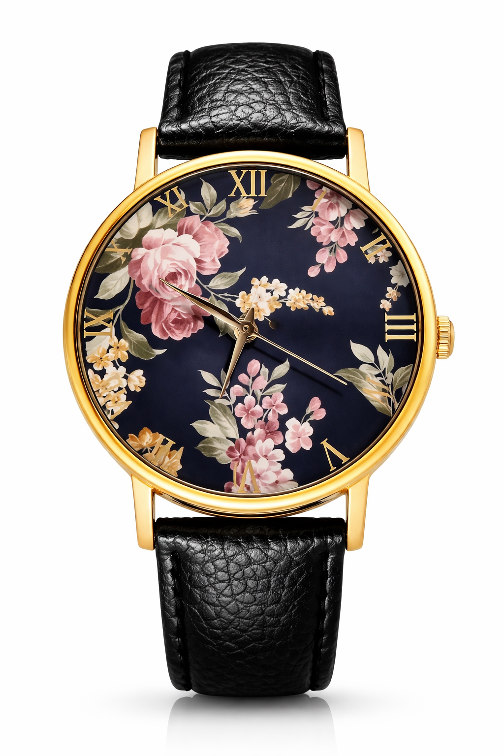 Rareststore Vintage Flower Leather Watch – Elegant Floral Statement Timepiece