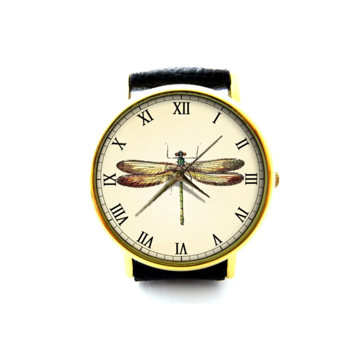 Vintage Dragonfly Leather Watch, Dragonfly Watch, Unisex Watch, Ladies Watch, Mens Watch, Pattern