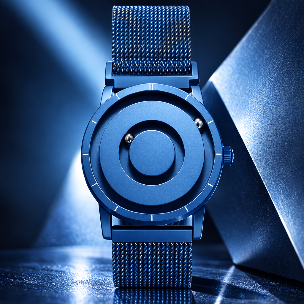 Rareststore Jupiter Blue Mesh Magnetic Orbital Watch – Futuristic Statement Timepiece
