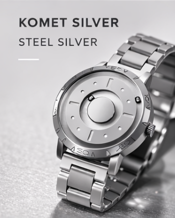 Komet Silver steel silver magnetic watch