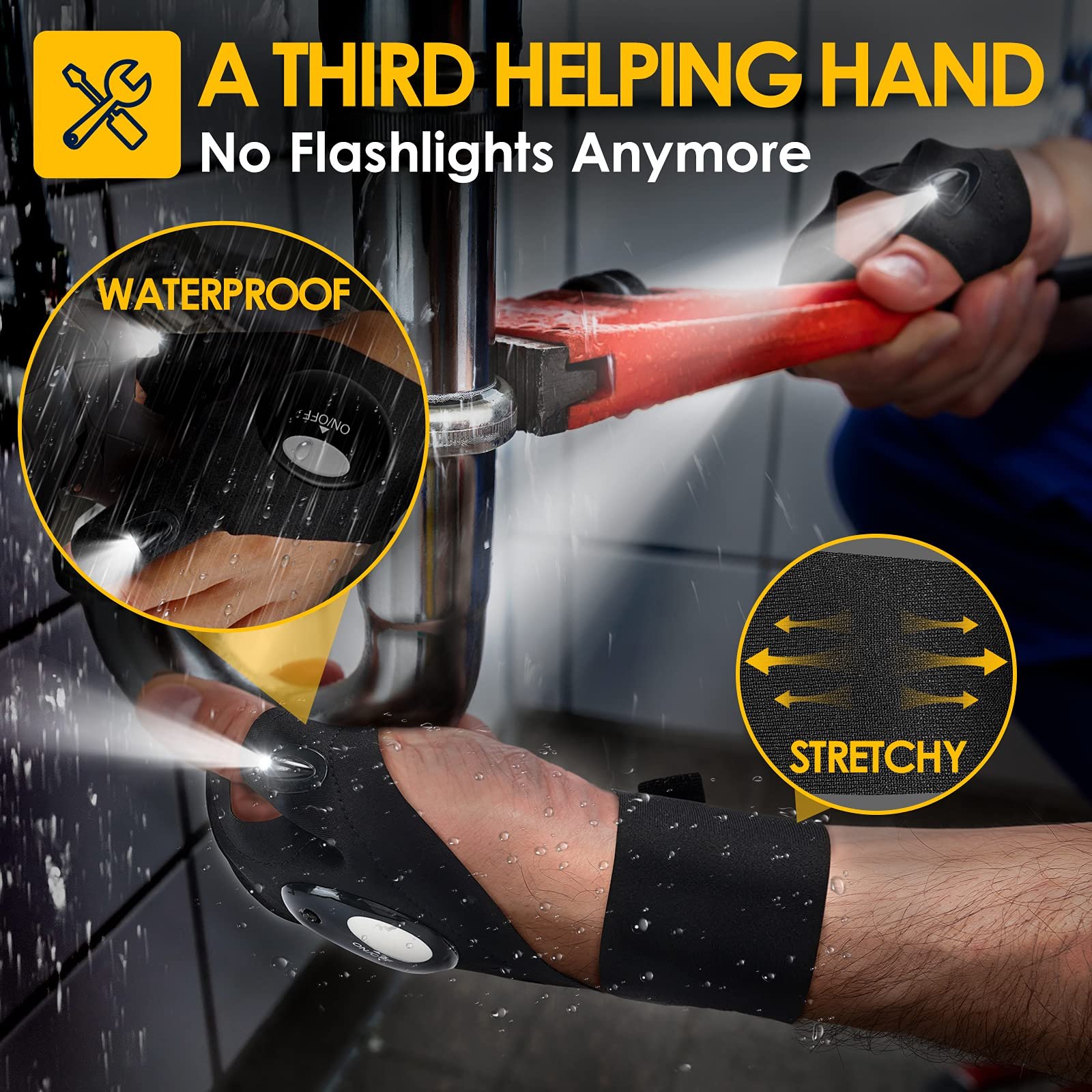 🌲Early Christmas Sale- SAVE 48% OFF - LED Flashlight Waterproof Gloves - Practical Durable Fingerless Gloves