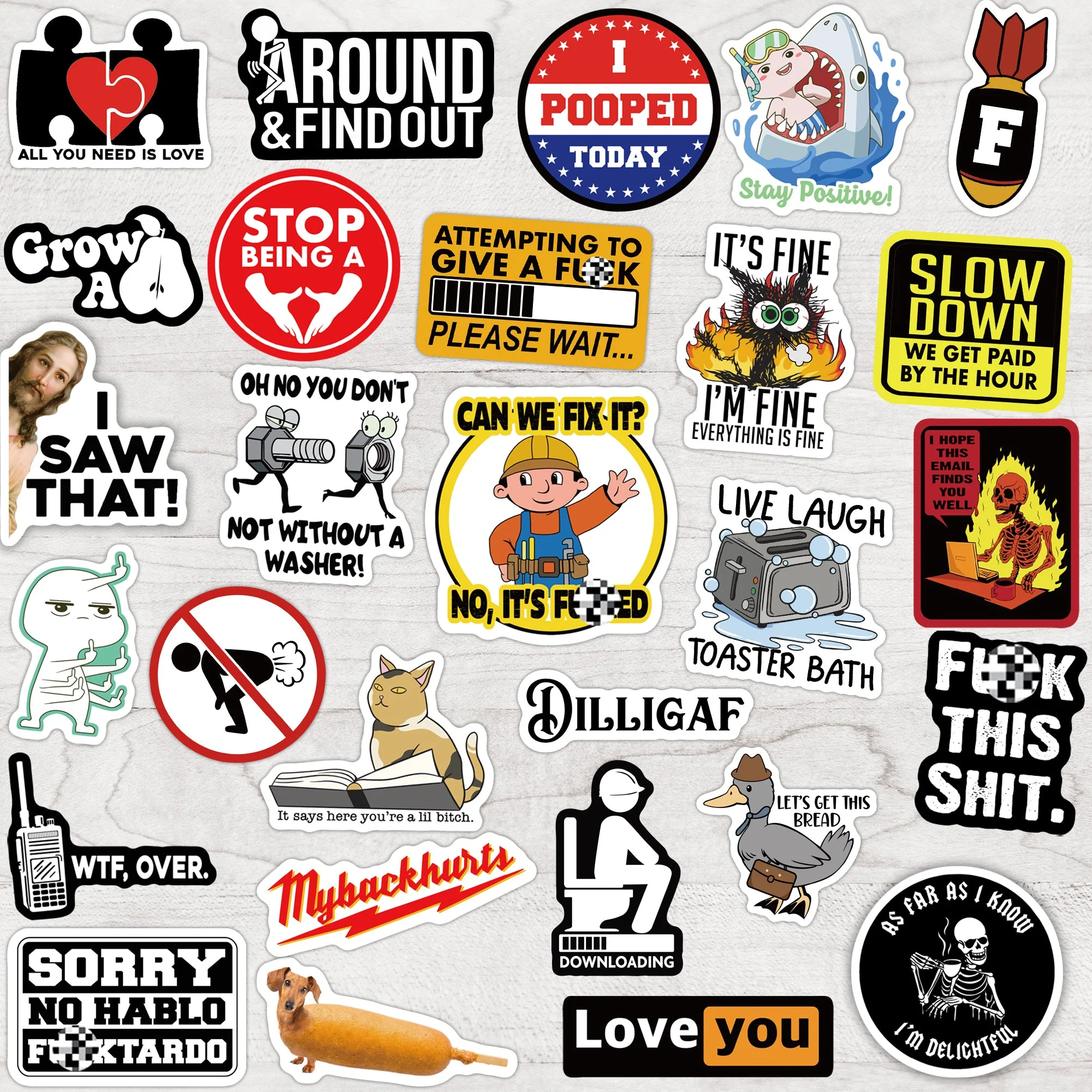 150pcs Adults Prank Meme (Dirty) Sticker - Perfect for Bumper, Hard Hat, Water Bottles...