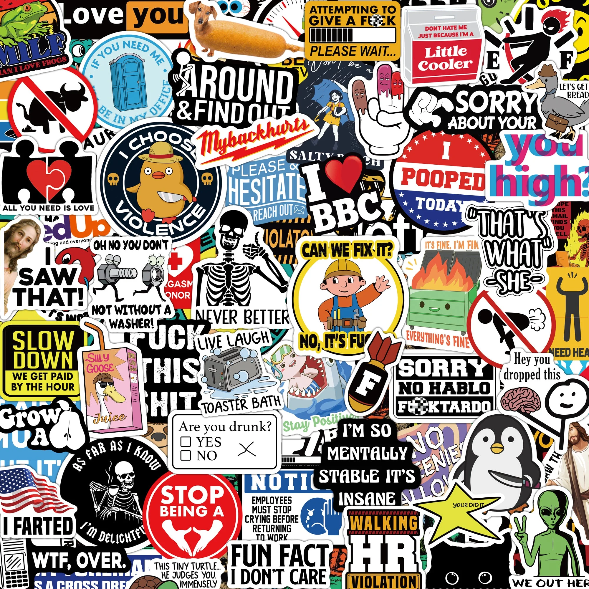 150pcs Adults Prank Meme (Dirty) Sticker - Perfect for Bumper, Hard Hat, Water Bottles...