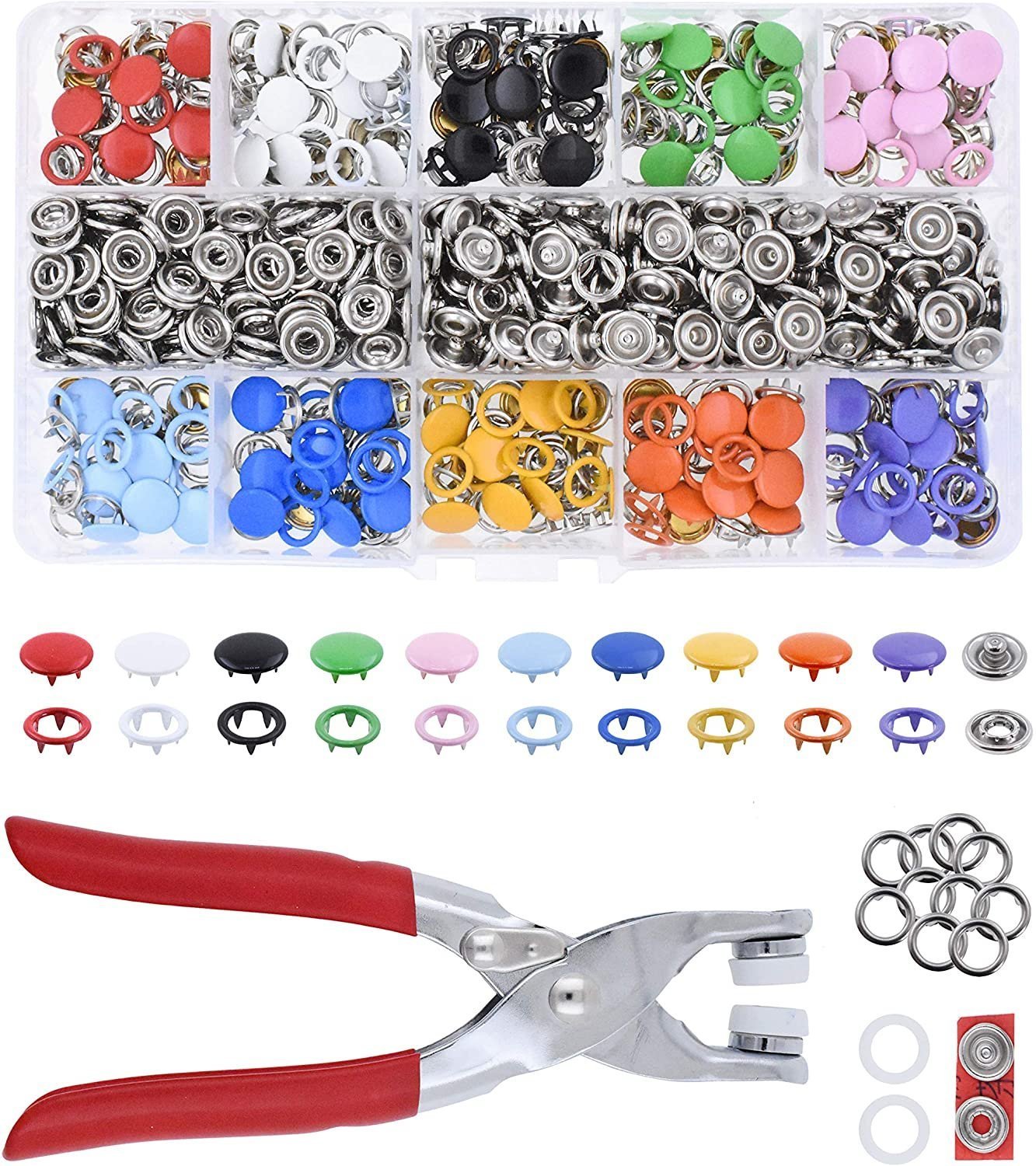 Hot Sale 40% OFF Metal Snaps Buttons With Fastener Pliers Press Tool Kit (10 Colors,9.5mm)