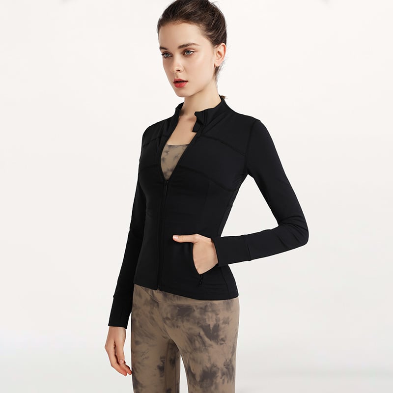 Women's Stretchy Workout Jackets Lightweight Full Zip Running Track Jacket