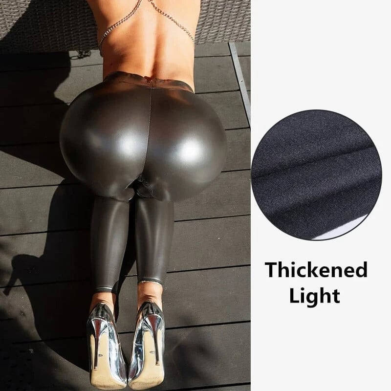 ⛄WINTER SALE - 49% OFF❄️Women's Stretchy Faux Leather Leggings Pants, Sexy Black High Waisted Tights🔥
