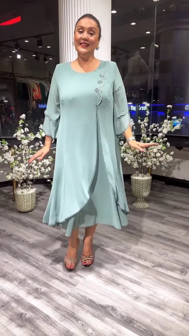 Letzter Tag der Aktion: 49 % Rabatt 🔥💕Damen Chiffon einfarbig lockeres Kleid