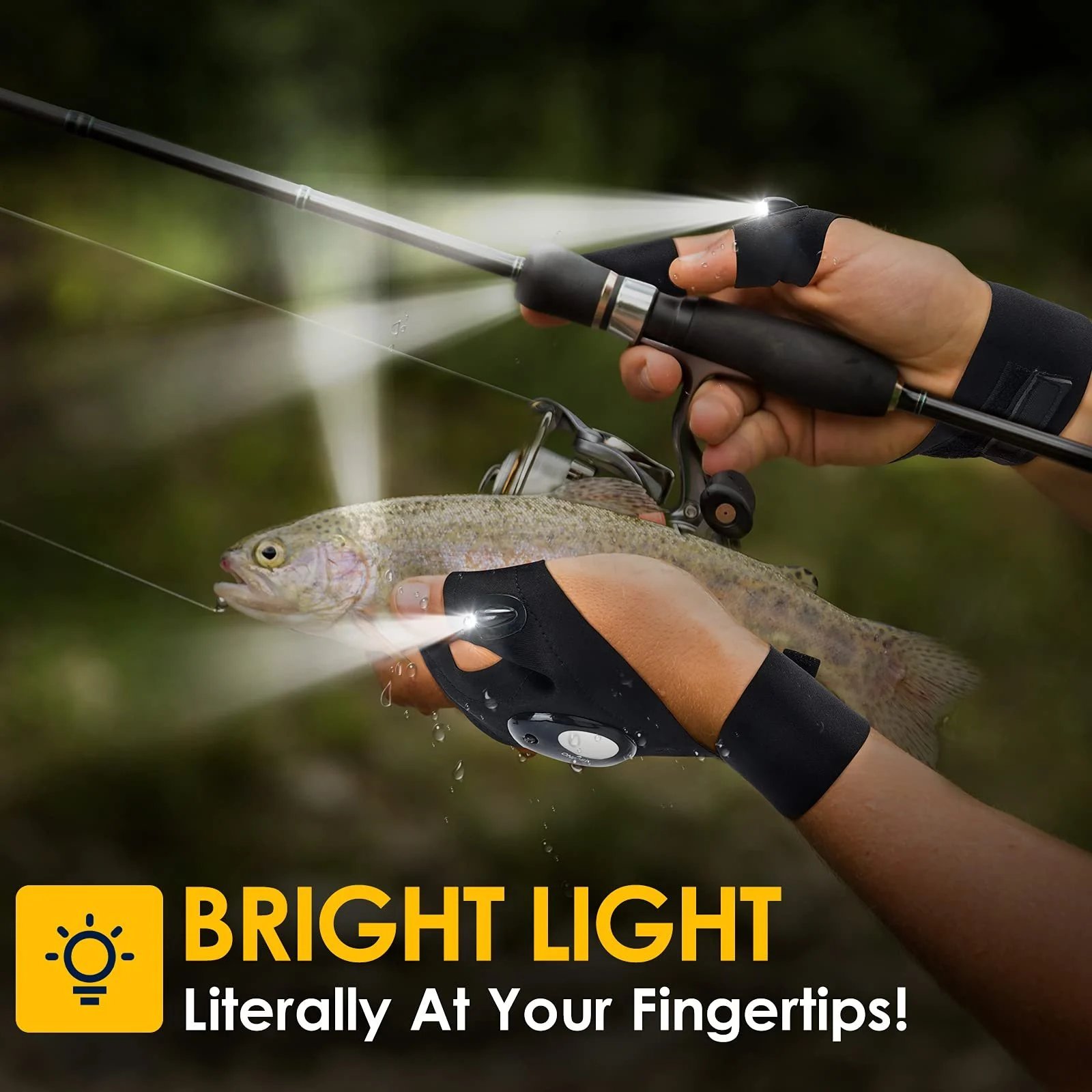LED-Taschenlampe Wasserdichte Handschuhe - Praktische, langlebige fingerlose Handschuhe