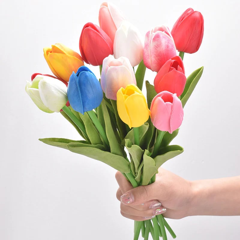 💓Mother's Day Gift🎁 Beautiful Artificial Real Touch Tulip Flower Stems (Bunch of 10)
